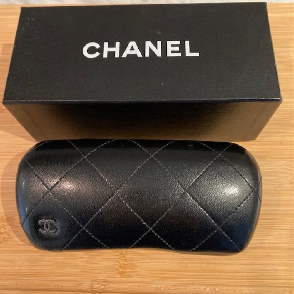 CHANEL Quilted Leather Sunglass Case and Original CHANEL Box
